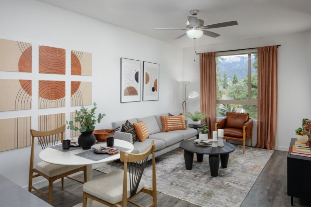 Beautifully designed living room at an apartment for rent near Monrovia, CA